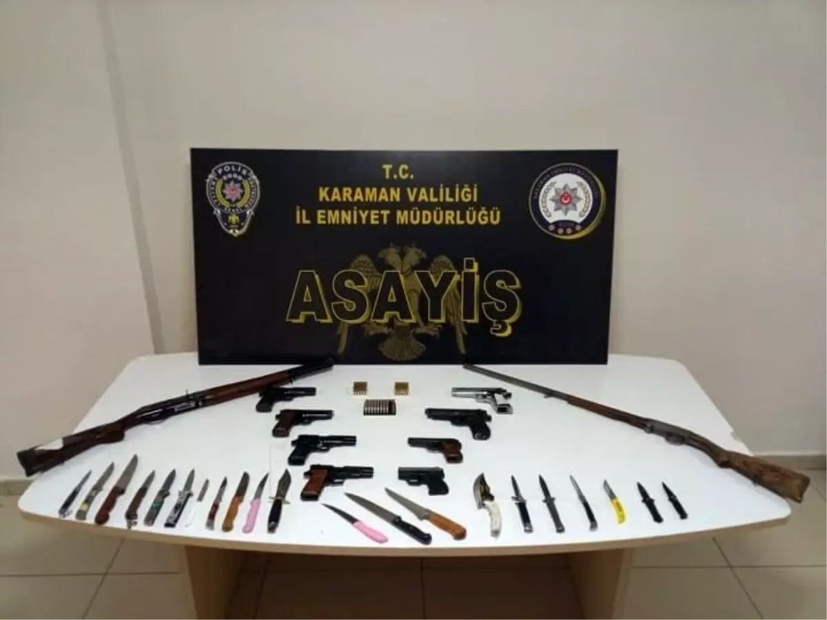 Karaman’da Asayiş Uygulamalarında Uyuşturucu ve Ruhsatsız Silahlar Ele Geçirildi